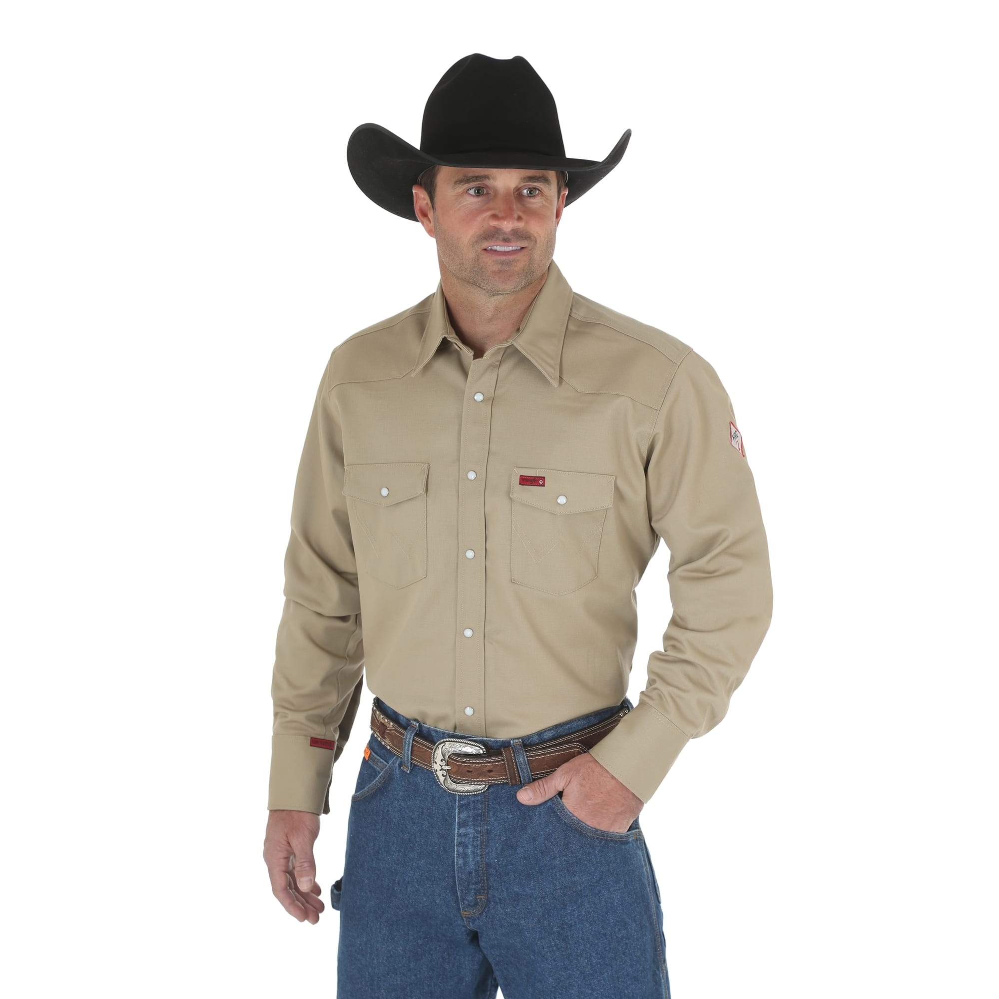 Wrangler khaki best sale work shirts